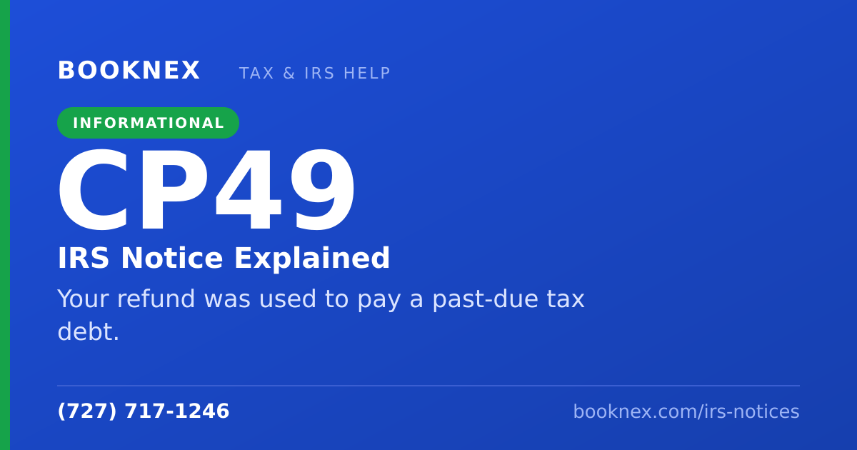 IRS CP49 notice explained — Your refund was used to pay a past-due tax debt. Booknex Inc.