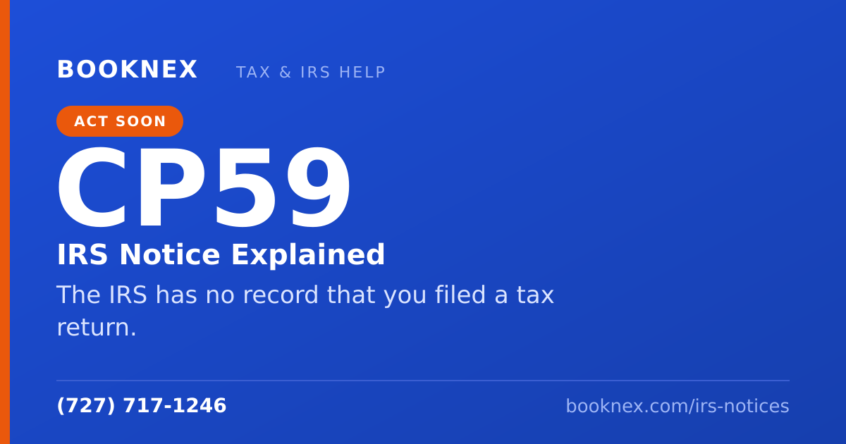 IRS CP59 notice explained — The IRS has no record that you filed a tax return. Booknex Inc.